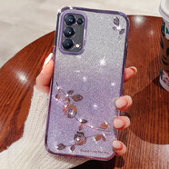 羅璐鷗 OPPO Reno5手機(jī)殼5K硅膠殼Reno5Pro外殼保護(hù)套reno5Pro+水鉆玫瑰花漸變閃粉電鍍 【漸變丁香紫】+全屏保護(hù)膜 OPPO Reno5