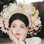 優(yōu)觀(guān)潯埔女簪花diy泉州潯埔簪花頭飾材料包diy發(fā)箍成品民族風(fēng)仿真鮮花 潯浦簪花款式八[帶顛花]