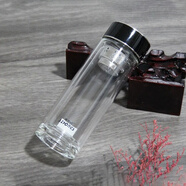水中神玻璃杯雙層玻璃水杯男士商務(wù)辦公茶水分離杯便攜泡茶杯 黑色 300ml