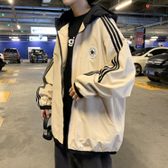 NEW OR MODE春秋季連帽夾克衫男韓版ins工裝休閑外套學(xué)生寬松潮流運(yùn)動(dòng)上衣服 JK58803-杏色 XL