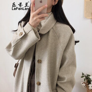 樂(lè)芬蘭赫本風(fēng)毛呢大衣女裝2024春秋韓版黑色中長(zhǎng)款過(guò)膝呢子大衣加厚外套 米灰色 加厚 M【建議105-120斤】