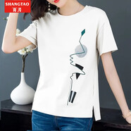 尚濤短袖t恤女2025夏季女裝新款韓版寬松百搭顯瘦休閑體恤上衣打底衫 F07（顏色圖案隨機(jī)發(fā)）LA L建議100-110斤