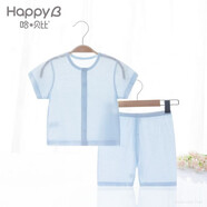 哈貝比嬰兒衣服夏季男童女童套裝夏季一歲寶寶衣服嬰兒短袖套裝兒童寶寶睡衣 粉藍(星夢奇緣） 70(6-12月)