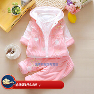 女寶寶秋冬6套裝12個月3嬰兒5衣服7冬款8女童9-10加厚三件套01歲2衣服 西瓜紅 90cm