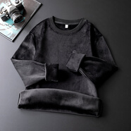 誠景保暖加絨加厚圓領(lǐng)男t恤雙面一體絨打底衫厚款內襯上衣厚實(shí)體恤I 黑色 M