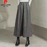 皮爾卡丹（pierre cardin）秋冬新款羊毛呢裙褲寬松闊腿褲毛呢九分褲呢子松緊腰寬腿褲顯瘦 深灰色 M 建議90-115斤