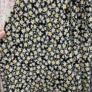樸馥傲小碎花印花夏季布料連衣長(cháng)裙手工DIY服裝襯衫大擺裙不透印染面料 黑底黃花 半米