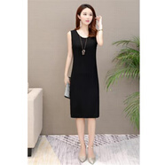 俏婷朵連衣裙莫代爾外穿吊帶裙子女夏季中長(cháng)款內搭黑色襯裙寬松背心裙 002 中長(cháng)款 【黑色】 5XL 建議150-165斤