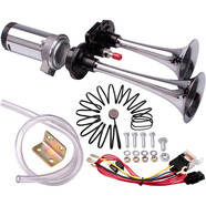 法賓12v氣喇叭金屬雙管喇叭大貨車(chē)汽笛摩托車(chē)電氣喇叭24v汽車(chē)超響喇叭 迷你金屬雙管+氣泵24v+3米按鈕