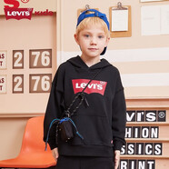 Levi's 李維斯童裝男女童連帽經(jīng)典蝙蝠標衛衣春秋純棉兒童舒適針織上衣 正黑色 160 /76 【建議身高152-158cm】