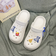 三象鯊夏季新款涼鞋男女洞洞鞋外穿休閑鞋男情侶包頭沙灘鞋子 6265白蘭 40/41