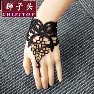 獅子頭新品 黑色鏤空蕾絲水晶項鏈頸飾鎖骨鏈 項鏈頸鏈新年禮物 虎年 黑色手鏈一件