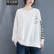 零點(diǎn)螞蟻200斤胖妹妹大碼女裝春裝字母韓版寬松衛(wèi)衣女遮肚子顯瘦上衣 白色薄款 均碼【110-200斤】