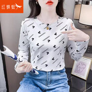 紅蜻蜓 t恤女長(cháng)袖2025年春季新款女裝修身顯瘦內搭打底女士上衣衫 白色長(cháng)袖 L 【建議105-120斤】