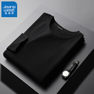 真維斯（JEANSWEST）T恤長袖2025秋冬上衣內(nèi)搭保暖秋衣加厚打底衫男長袖體恤內(nèi)搭衣服 黑【純色】 XL(推薦130-150斤)
