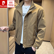 皮爾卡丹（pierre cardin）外套男士春季2025新款國潮春秋款上衣服立領修身男裝青年工裝夾克 卡其色 XL