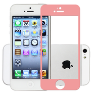 拓蒙 蘋(píng)果5/iPhone5/5S/5C/5SE鋼化膜手機貼膜全屏高清防爆抗藍光玻璃保護膜 全屏防爆鋼化膜-粉色*單片裝