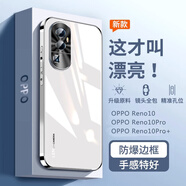 歐福龍 oppo reno10手機(jī)殼reno10pro+保護(hù)套電鍍玻璃全包鏡頭防摔新款創(chuàng)意散熱外殼 Reno10【雅典白】電鍍玻璃