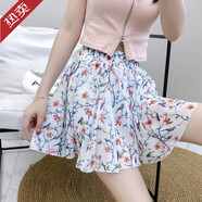 UZSC2025半身裙女夏新款百搭雪紡碎花短裙松緊高腰顯瘦韓版中裙防走光 小鳥花 2804款6片裙 XL