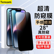 Tensam 適用蘋(píng)果14鋼化膜iphone14pro防窺膜14promax手機膜高清全屏防爆防窺抗藍光手機保護膜 蘋(píng)果14【全屏大視窗防窺膜】2片裝