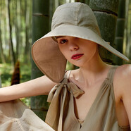 界內界外原創(chuàng  )設計師品牌太陽(yáng)帽女子20春夏季日系文藝薄款大檐盆帽出游防曬遮陽(yáng)漁夫帽子潮 奶咖色 均碼