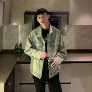 帛米圖（BOMITU）復古牛仔外套男韓版潮流痞帥衣服炸街美式工裝夾克春秋原宿風(fēng)外衣 淺黃色N128 2XL