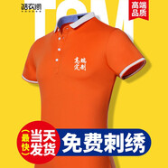 皓衣閣 企業(yè)POLO文化衫定制工作服刺繡logo高端工衣團(tuán)體服聚會T恤印字 【款式2-皇家馬球】橙色 XL