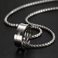 朋克搖滾（Rock  Punk）潮男時(shí)尚親吻魚(yú)戒指吊墜兩用不掉色鈦鋼潮牌拋光個(gè)性男士指環(huán) 美碼7號（配項鏈）