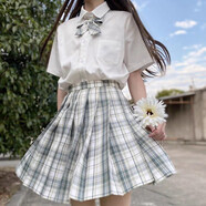 【JK制服官方】正版JK制服少女全套格裙百褶裙現(xiàn)貨學(xué)院風(fēng)日系校供感水手服 青箬+短袖襯衫+領(lǐng)花 M【尺碼偏小】