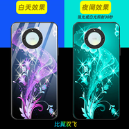 唐翰林 適用于榮耀x40手機殼榮耀x40玻璃夜光個性創(chuàng)意全包硅膠防摔硬殼情侶男女保護套 夜光玻璃-比翼雙飛（帶膜） 榮耀x40