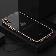 米奈索 蘋(píng)果X手機(jī)殼iphoneXs保護(hù)套Max鏡頭全包防摔XR電鍍楓葉硅膠男女新潮款創(chuàng)意直邊軟外殼 【電鍍楓葉】經(jīng)典黑 蘋(píng)果X/XS通用