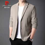 皮爾卡丹（pierre cardin）春秋休閑單西服男韓版修身潮流燈芯絨小西裝外套商務(wù)便西單件上衣 卡其色 M 170適合110-135斤