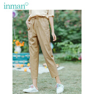 茵曼（INMAN）夏季新款中高腰顯瘦復古港風(fēng)百搭寬松直筒八分褲休閑褲女【18 土卡其 -K18525986 28