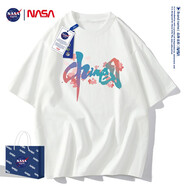 NASA GISS潮牌聯(lián)名國潮短袖t恤男裝新款純棉夏季寬松中國風(fēng)體恤衫ins上衣男 NA中國字-白色 4XL  建議200-230斤