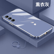 啟歌 三星A54手機殼新款galaxya54簡約純色samsung鏡頭全包5G版電鍍硅膠軟殼a54男 直邊電鍍軟殼【薰衣灰】 三星A54