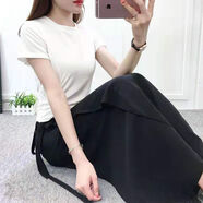 婷婉美半身裙女2019春新款海邊沙灘裙一片式裹裙碎花長(zhǎng)裙 一片式裙子黑色 均碼80斤-150斤都可以出穿