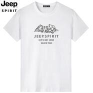 JEEP SPIRIT吉普短袖T恤男夏季新款棉質(zhì)圓領(lǐng)薄款休閑純色大碼體恤上衣寬松 9053白色 L / 115-130斤