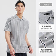 七匹狼Septwolves條紋翻領(lǐng)短袖T恤2025夏季新款男士復(fù)古POLO衫男 004(花灰) M 165/84A
