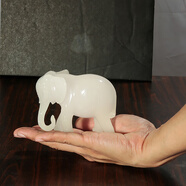 上善好大象擺件一對吸水大象創(chuàng)意小象工藝禮品客廳辦公室桌面家居裝飾品  勾鼻大象【白玉色】小號單只