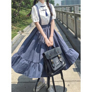 GOCHIEI夏天裙子夏天少女生2025新款背帶連衣裙學(xué)生初中生少女百搭大擺中 S