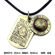 甜蜜城堡 海賊王路飛lf草帽小羅喬巴帽子艾斯牛仔帽 動漫cos項鏈掛件 海賊王草帽路飛雙牌通緝令項鏈