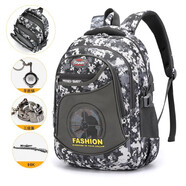 漁樾 書(shū)包小學(xué)生男孩吃雞包輕便減壓1-3-6年級幼兒透氣兒童書(shū)包時(shí)尚耐磨雙肩包 8123 灰色小款(1-2年級)【三個(gè)金屬掛件】