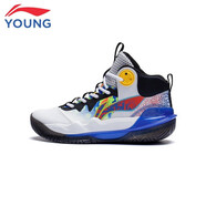 李寧童鞋兒童籃球鞋男大童春秋款先鋒力云科技減震回彈中幫耐磨運動(dòng)鞋 標準白-5 38