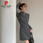 皮爾卡丹配大·衣內搭連衣裙短裙包臀女打底大衣裙子小個(gè)子感套裝春秋季 灰色 S 針織/冬款/小個(gè)子/設計感