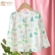 莫代爾嬰兒長(cháng)袖防曬服純棉網(wǎng)眼男女童防蚊外套夏季輕薄款空調開(kāi)衫上衣 綠植物 120碼建議身高115cm左右3-3.5歲