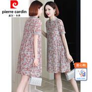 皮爾卡丹（pierre cardin）女裝連衣裙女夏季中年年輕短袖寬松顯瘦小個(gè)子裙子優(yōu)雅簡(jiǎn)約 皮爾卡丹-花色 皮爾卡丹-S