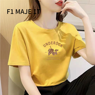 F1MAJE1T高端設(shè)計師品牌短袖T恤女夏季2025新款韓版棉上衣寬松圓領(lǐng)女裝 T恤/圓領(lǐng)/黃色/果實 L 【106-115斤】建議體重