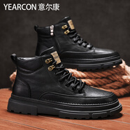 意爾康馬丁靴男款秋冬季休閑百搭二棉鞋男2025新款高幫靴子男士工裝板鞋 黑色590 42 (260mm)