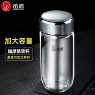 希諾（HEENOOR）單層玻璃杯高檔男士大容量商務(wù)辦公水杯車載便攜帶濾網(wǎng)泡茶鵝蛋杯 550毫升/7718本色