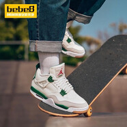 耐克（NIKE）bebe8 Air Jordan 4 聯(lián)名款AJ4 復古男女中幫休閑籃球鞋 綠松石白綠DR5415-103 40